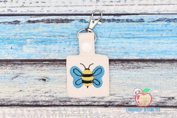 Striped Flying Bee in the Hoop Keyfob