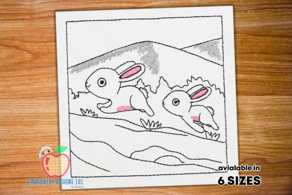 Two Bunnies Running on Grass