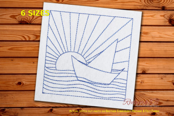 Yacht in the Ocean Bluework